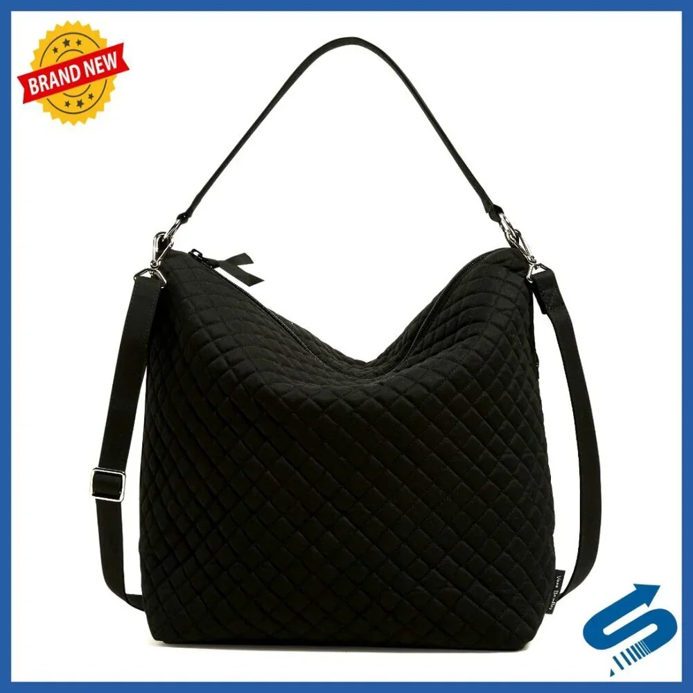 Oversized Cotton Hobo Shoulder Bag with Multiple Pockets